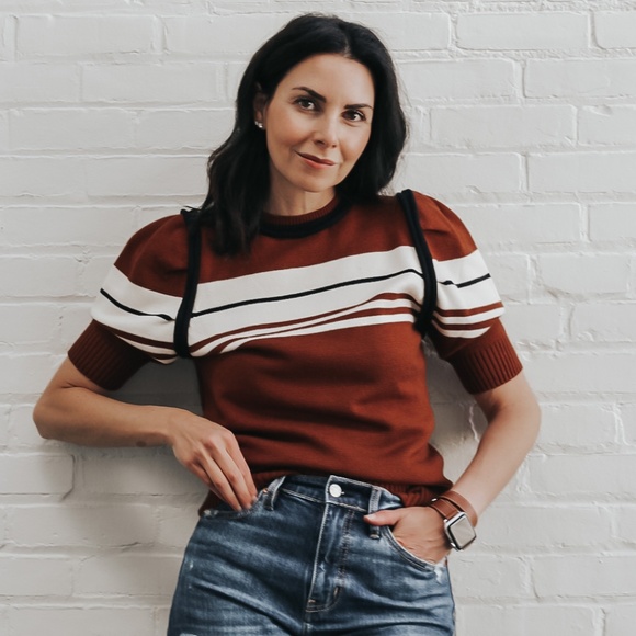 EN SAISON Retro Stripe Knit Sweater - Picture 1 of 3